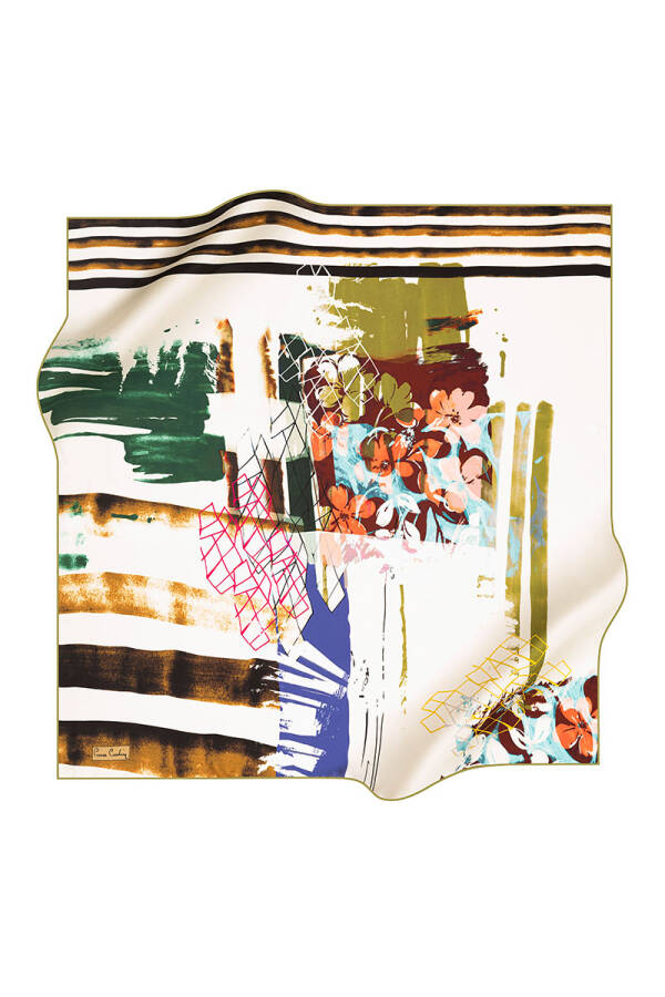 Renkli 90X90 Pierre Cardin Tivil Eşarp - 1