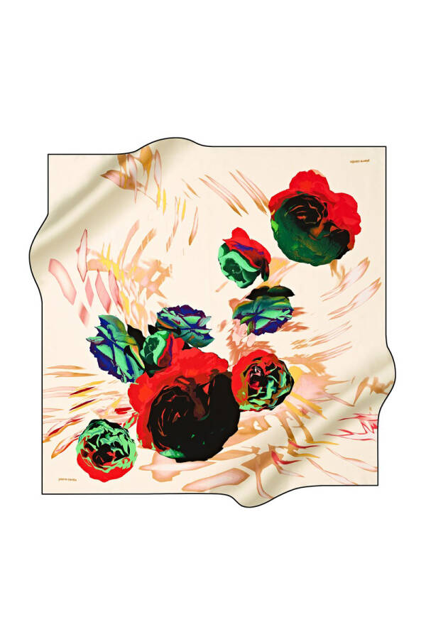 Çiçek Desenli 90X90 Pierre Cardin Tivil Eşarp - 1