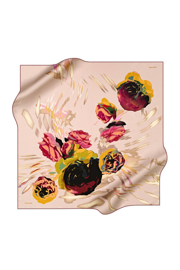 Çiçek Desenli 90X90 Pierre Cardin Tivil Eşarp - 1