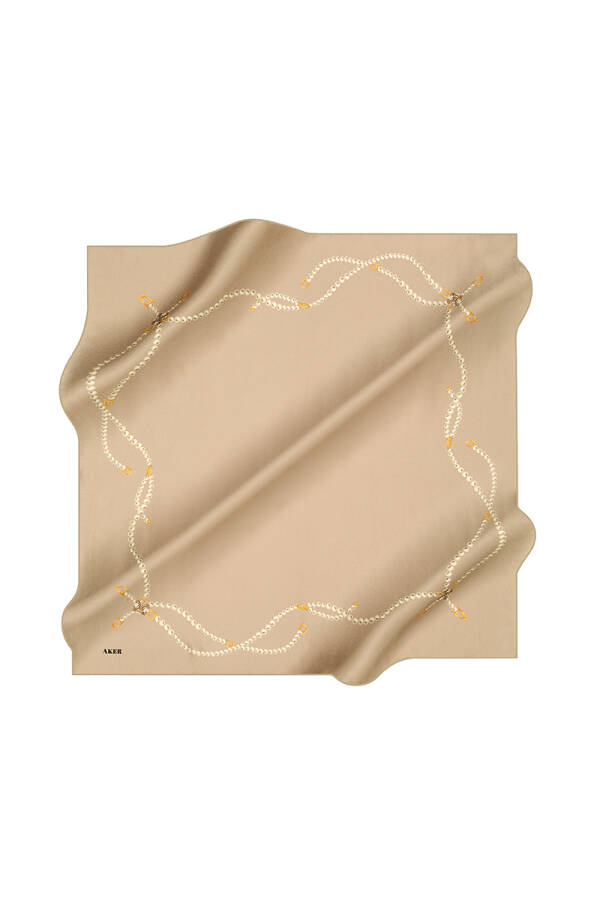 Zincir Desenli 90X90 Taşlanmış İpek Krep Saten - 1