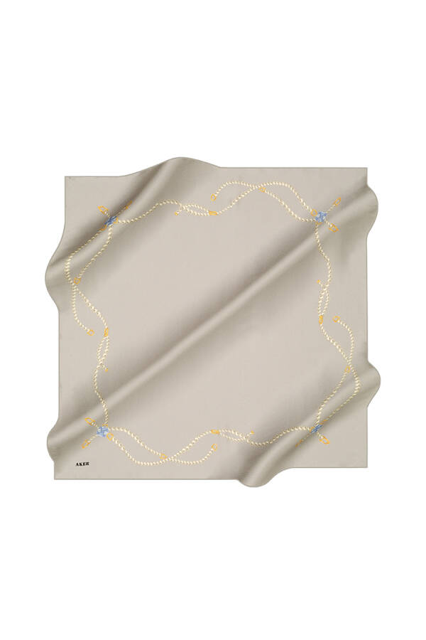 Zincir Desenli 90X90 Taşlanmış İpek Krep Saten - 1