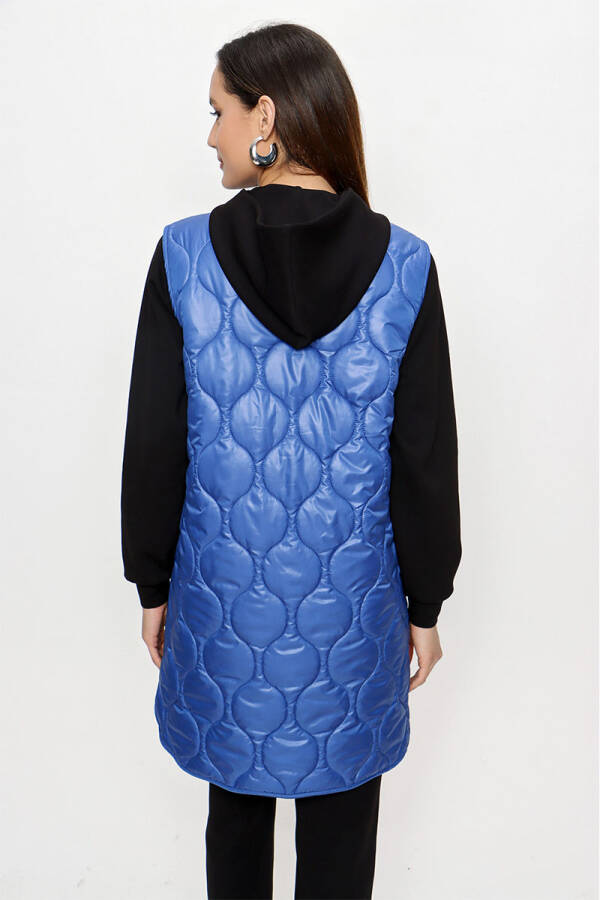 Saks Kapitone Fermuarlı Yelek - 7