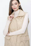 Bej Kapitone Çıtçıtlı Yelek - 5