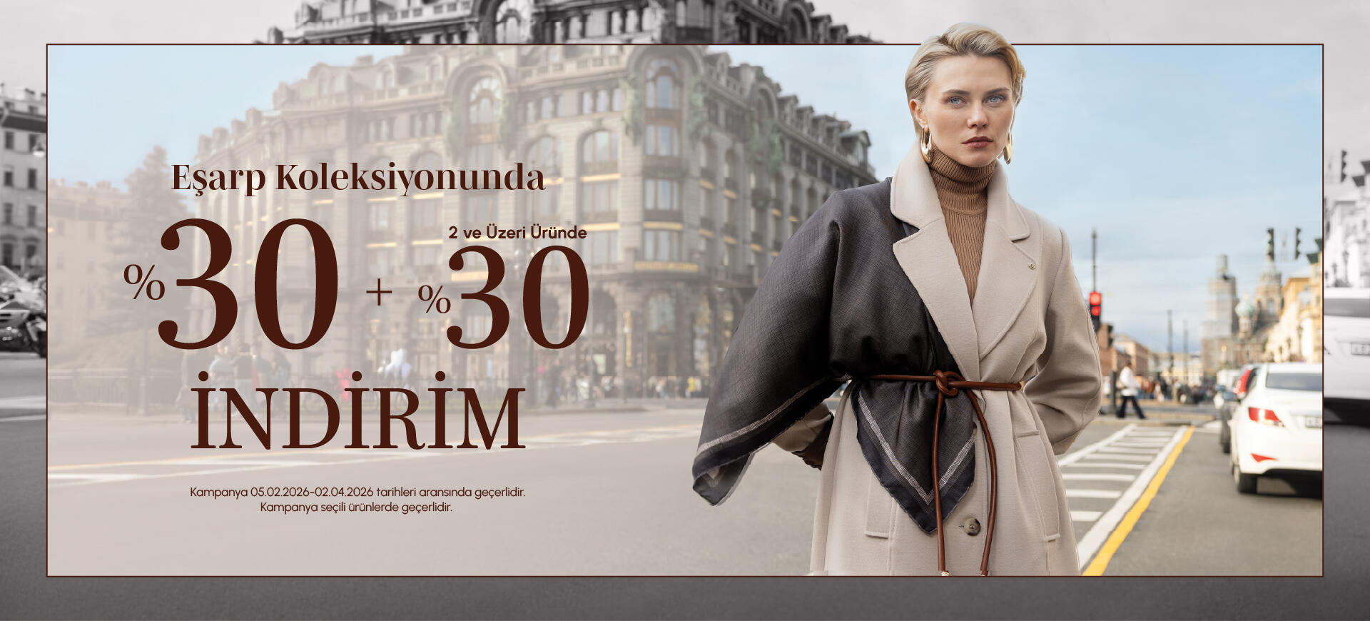 Eşarp ve şallarda % 30 2 ve üzeri % 30 