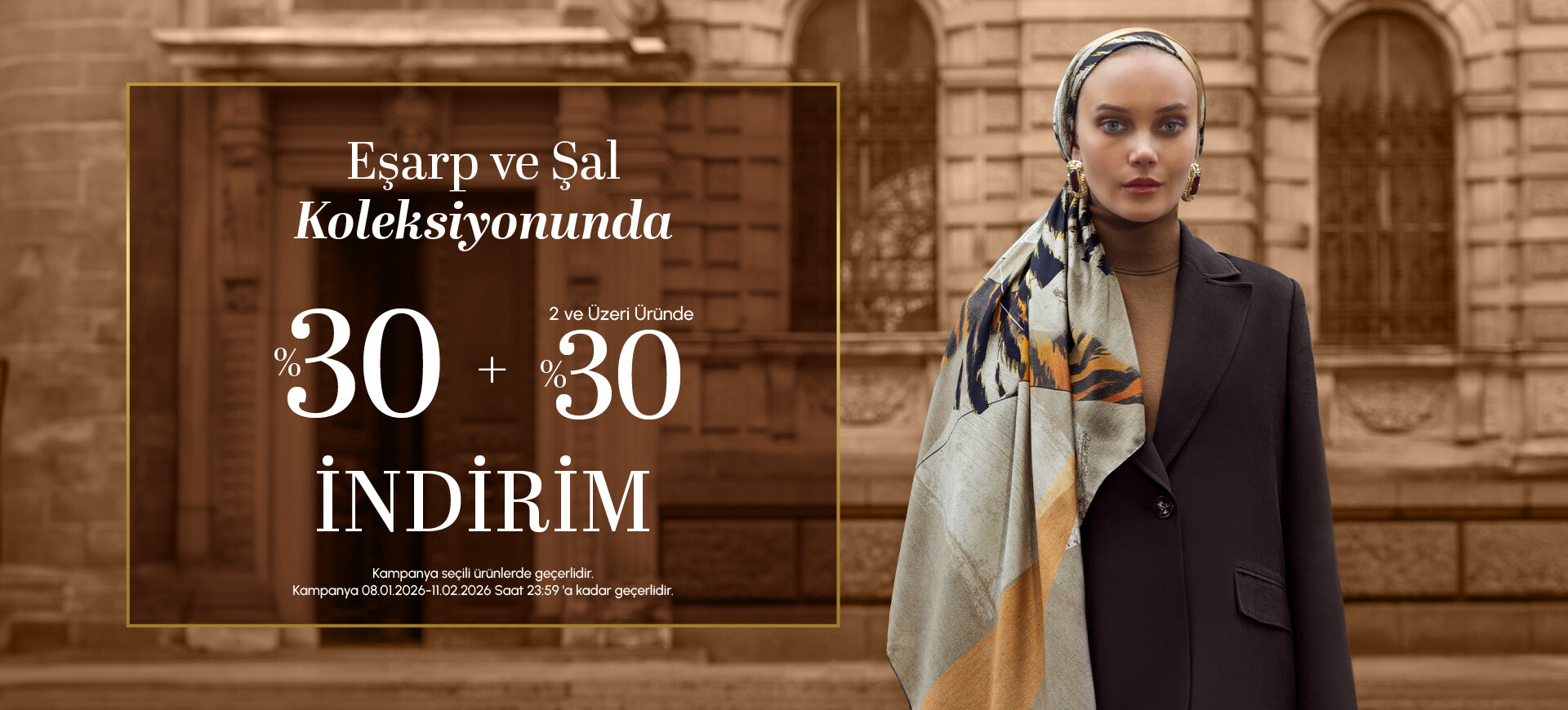 Eşarp ve şallarda % 30 2 ve üzeri % 30 