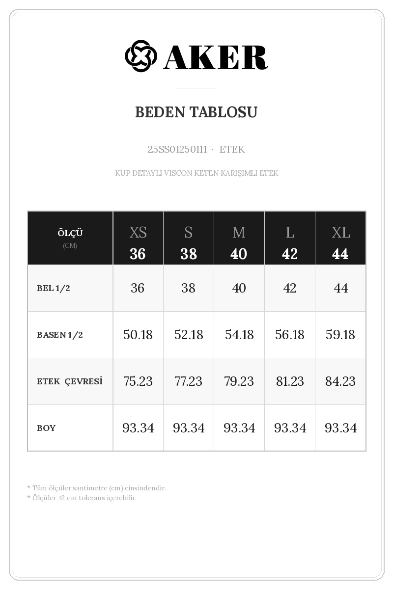 25SS01250111 Beden Tablosu