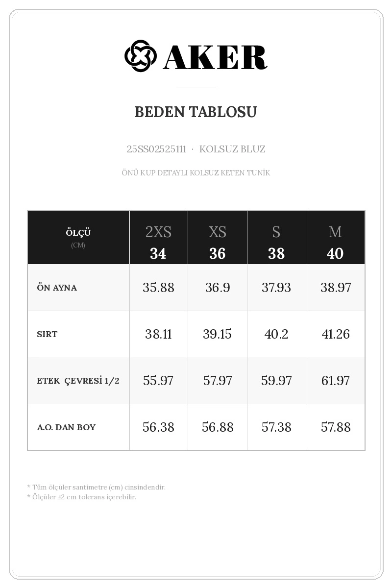 25SS02525111 Beden Tablosu