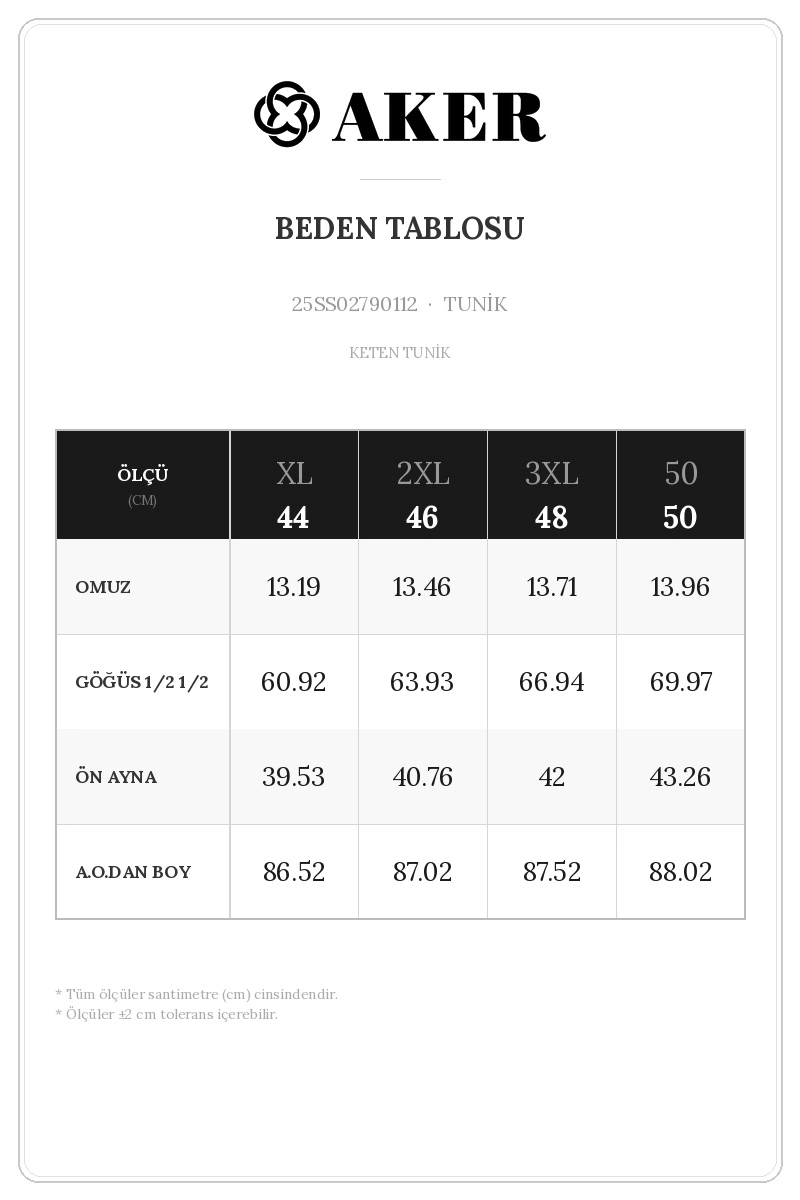 25SS02790112 Beden Tablosu