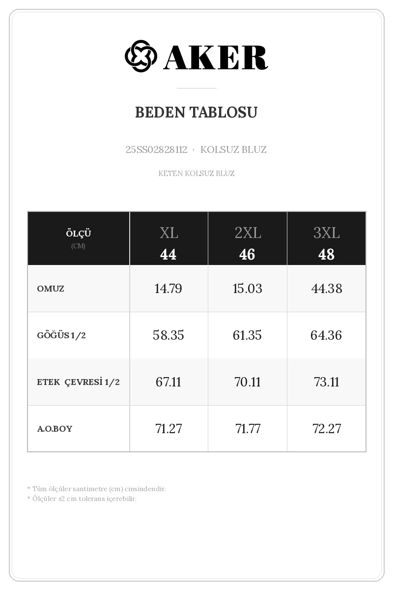 25SS02828112 Beden Tablosu