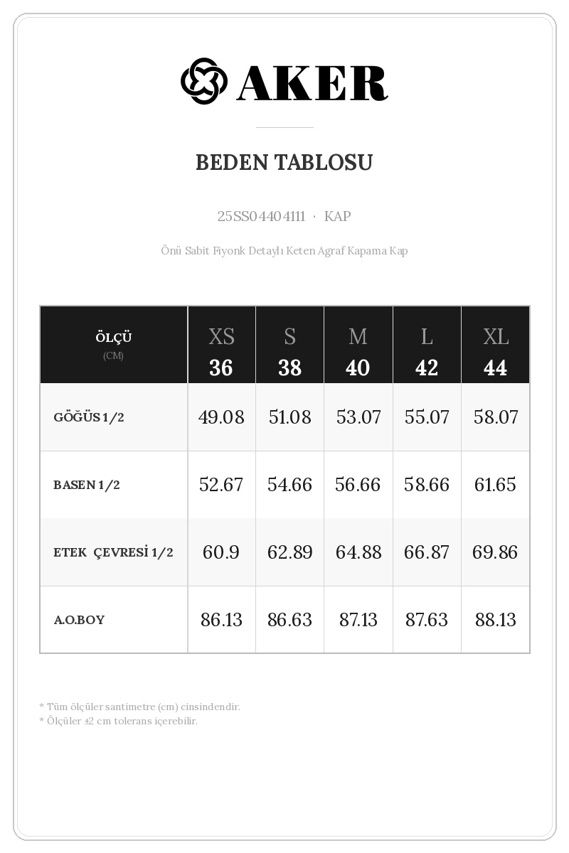 25SS04404111 Beden Tablosu