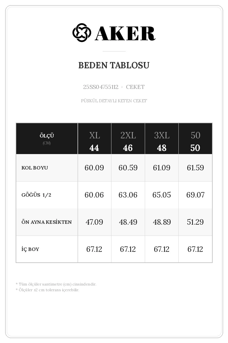 25SS04755112 Beden Tablosu