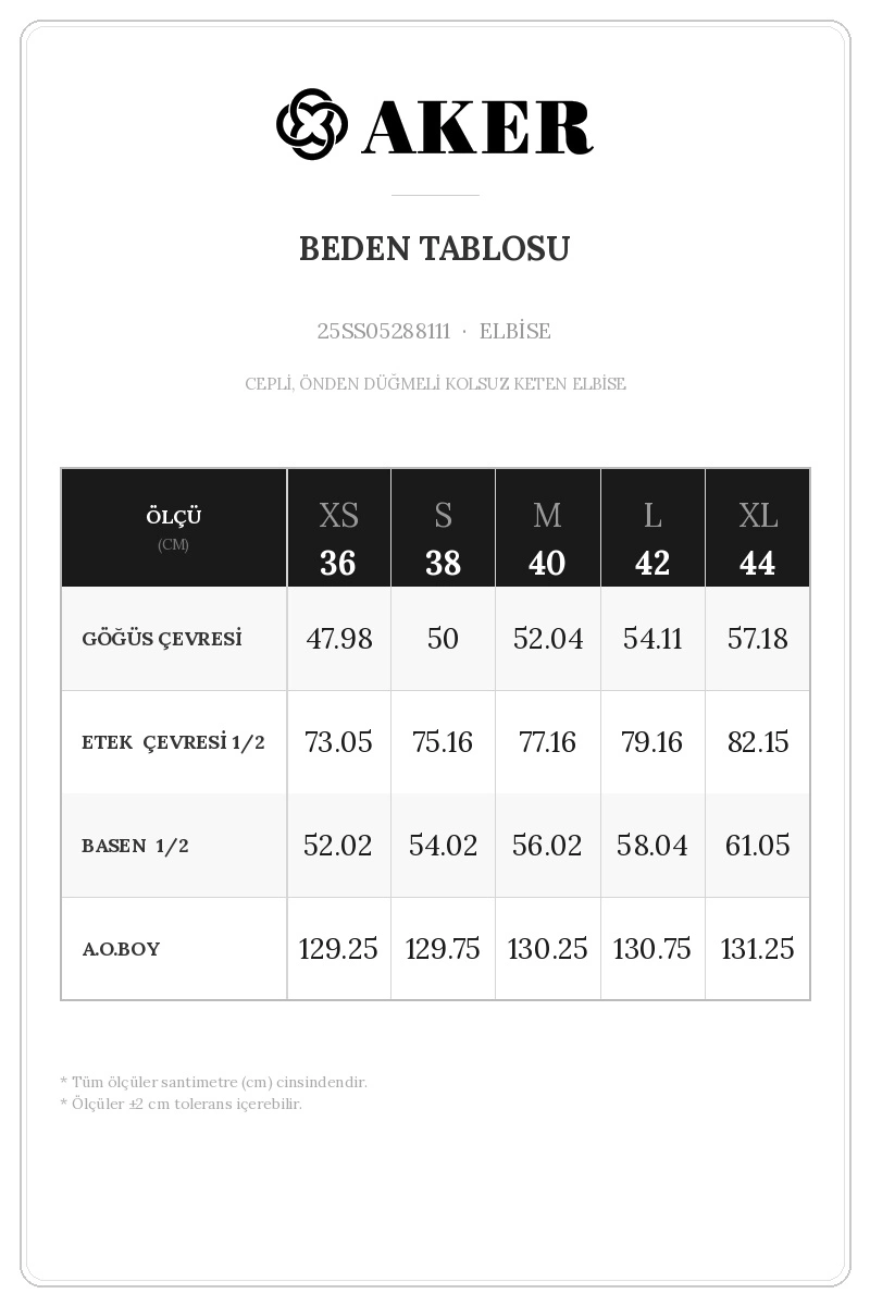 25SS05288111 Beden Tablosu