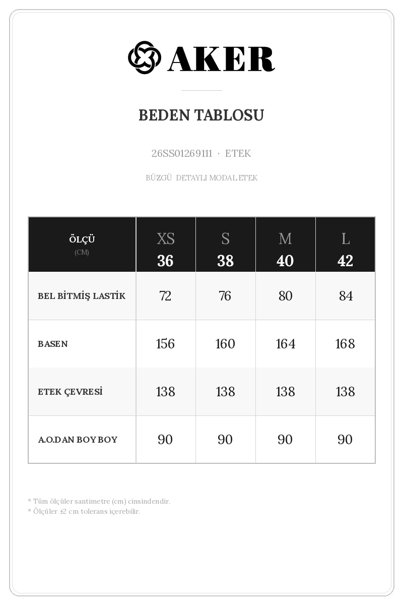 26SS01269111 Beden Tablosu