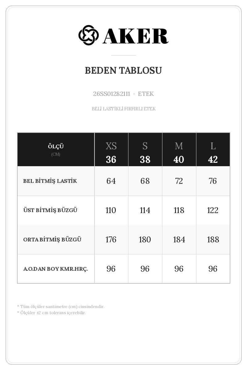 26SS01282111 Beden Tablosu