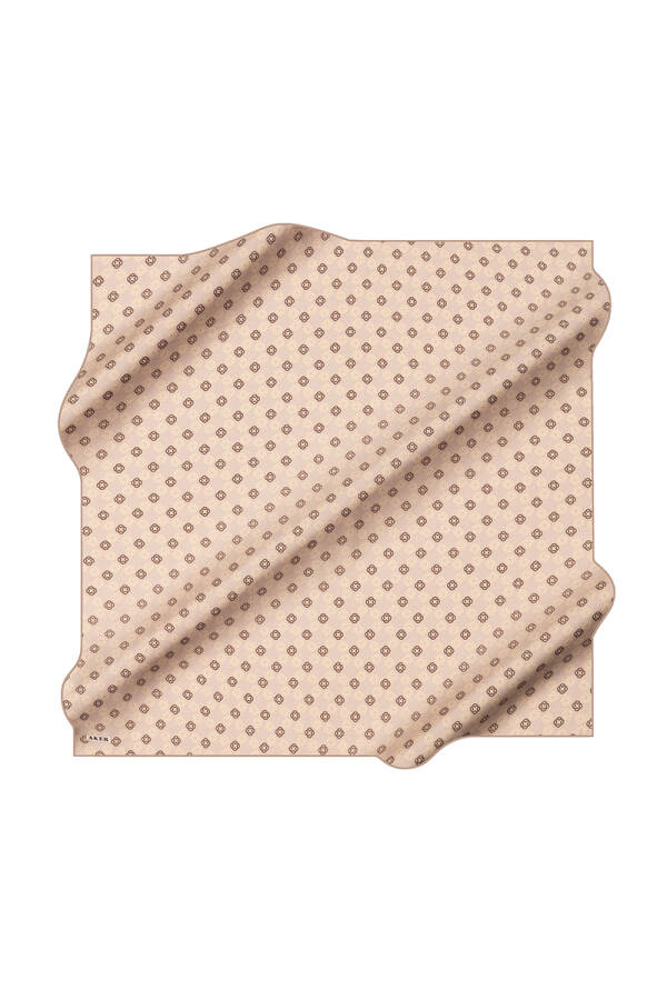 Açık Bej 90X90 İpek Krep Saten Eşarp - 1