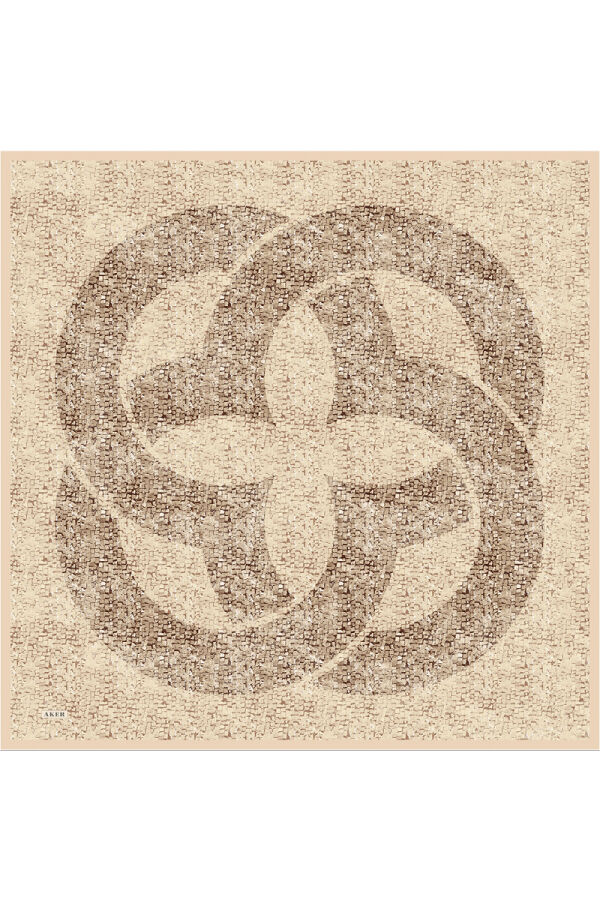 Açık Bej 90X90 İpek Twill Eşarp - Aker