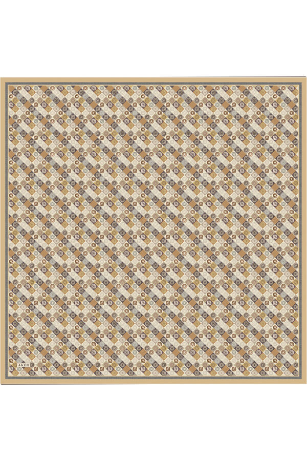 Açık Bej 90X90 İpek Twill Eşarp - 1