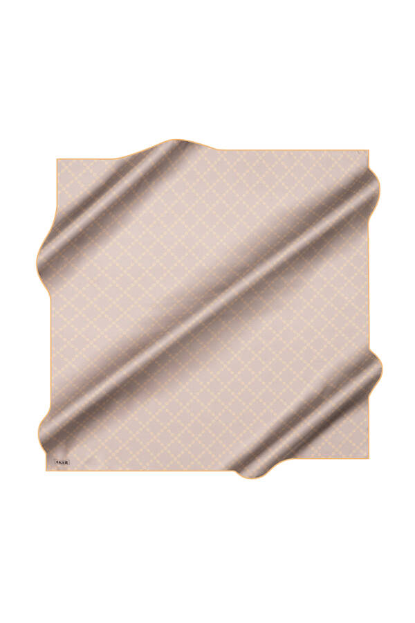 Açık Gri 90X90 İpek Krep Saten Eşarp - 1