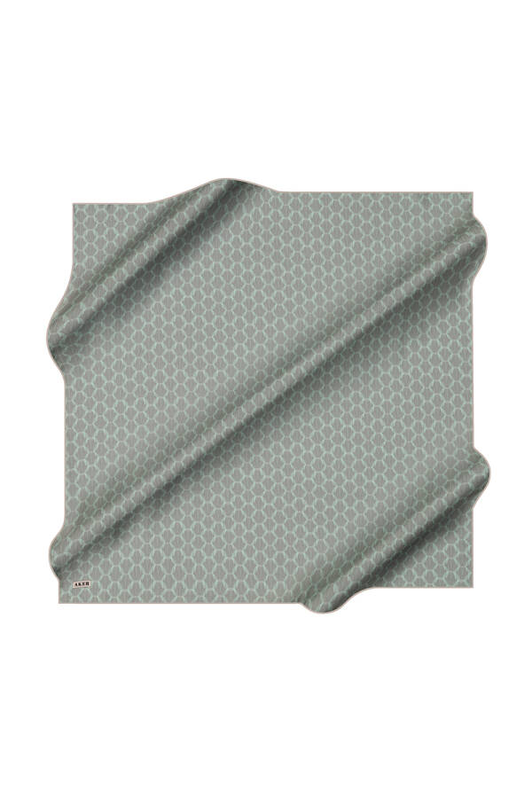 Açık Gri 90X90 İpek Krep Saten Eşarp - Aker