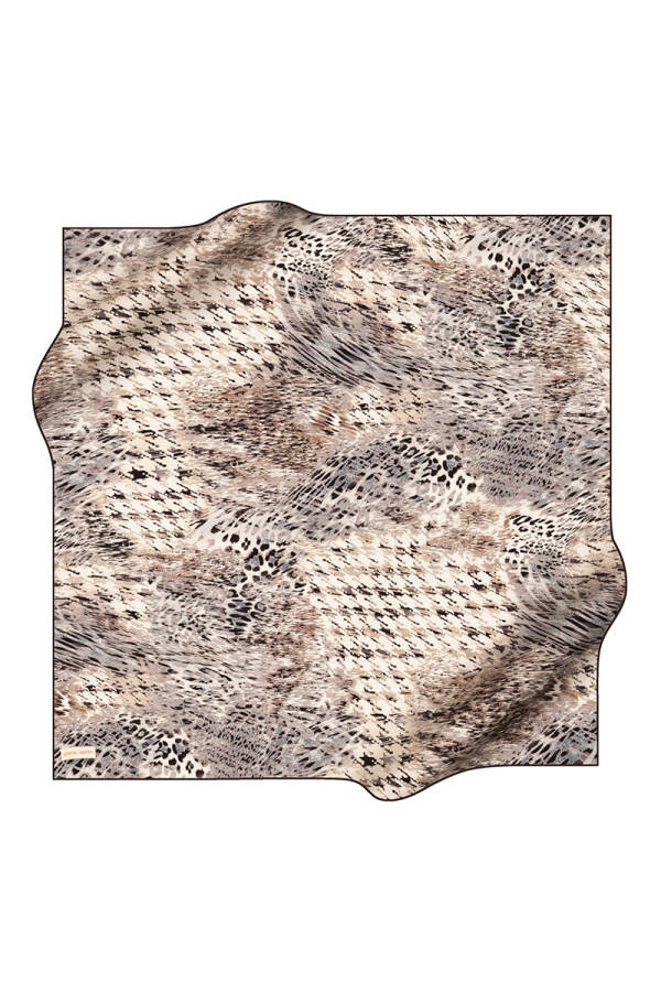 Açık Gri 90X90 İpek Krep Saten Eşarp - 2