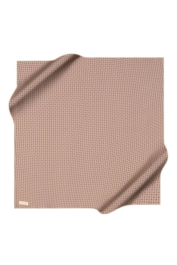 Açık Kahverengi 90X90 İpek Krep Saten Eşarp - 1