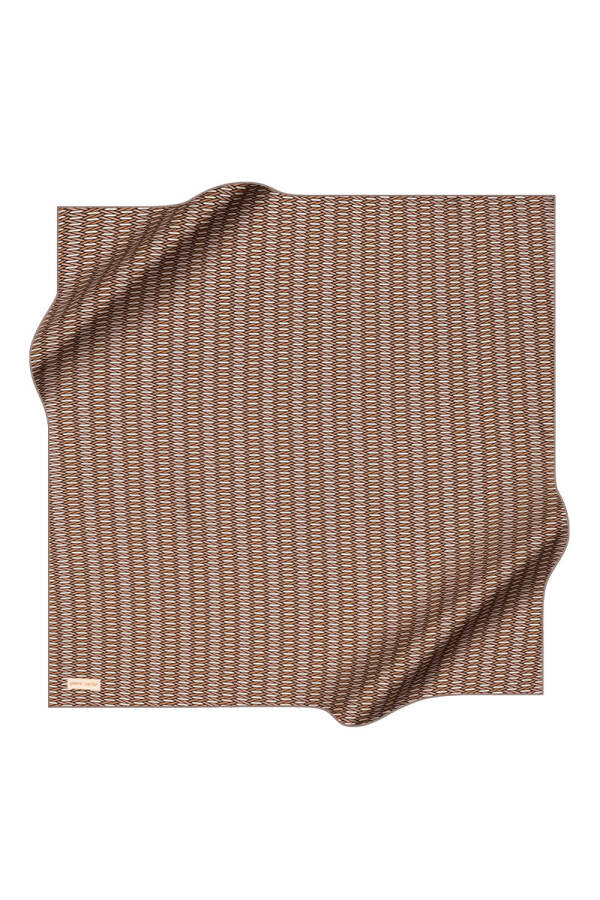 Açık Kahverengi 90X90 İpek Krep Saten Eşarp - Pierre Cardin