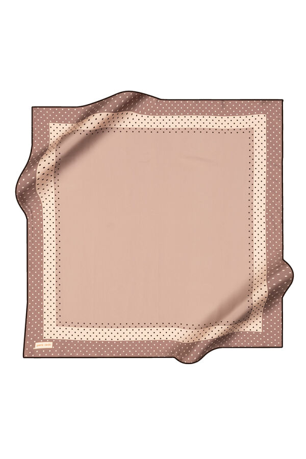 Açık Kahverengi 90X90 İpek Krep Saten Eşarp - 1