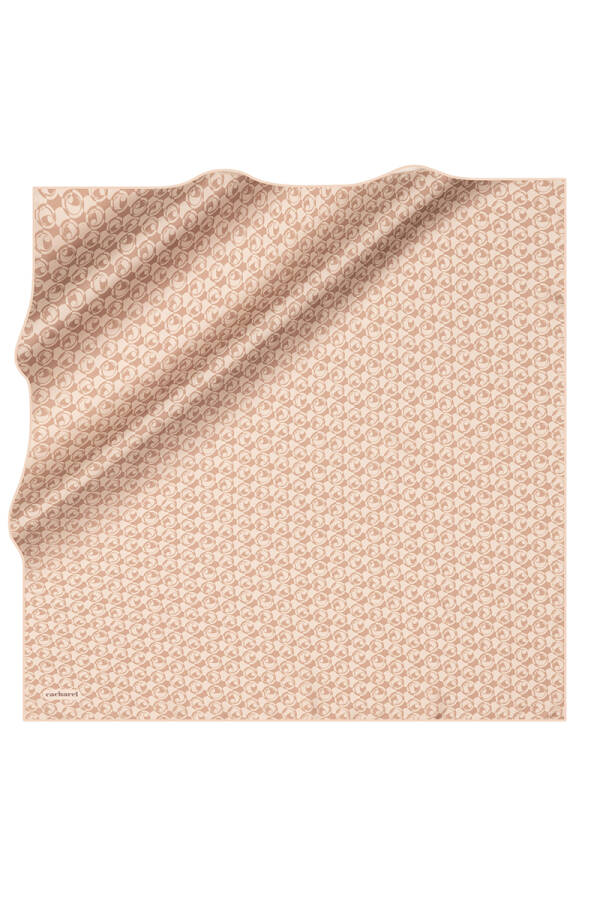 Açık Kahverengi 90X90 İpek Twill Eşarp - 1