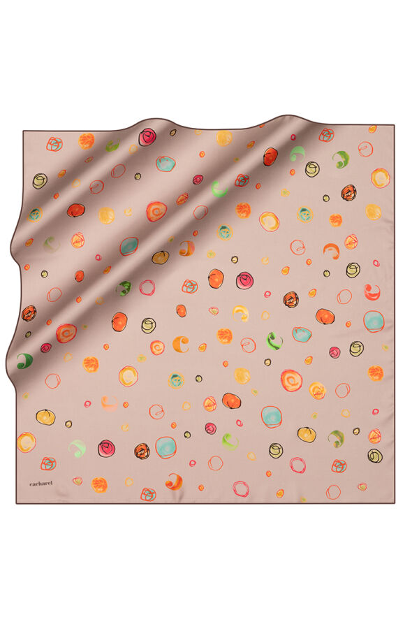 Açık Kahverengi 90X90 İpek Twill Eşarp - Cacharel