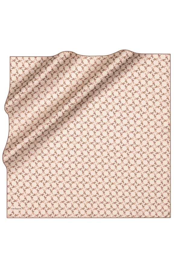 Açık Kahverengi 90X90 İpek Twill Eşarp - Cacharel