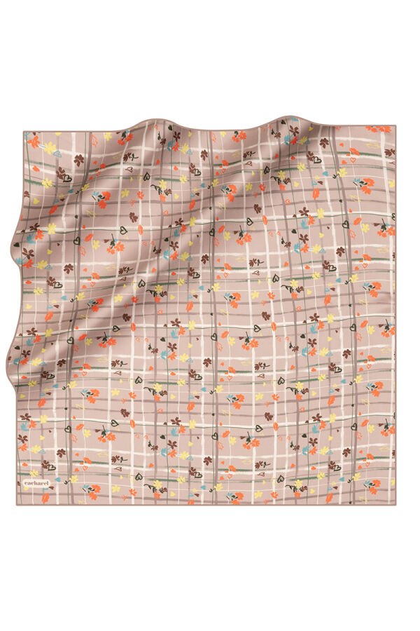 Açık Kahverengi 90X90 İpek Twill Eşarp - Cacharel