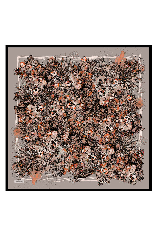 Açık Kahverengi 90X90 İpek Twill Eşarp - Cacharel