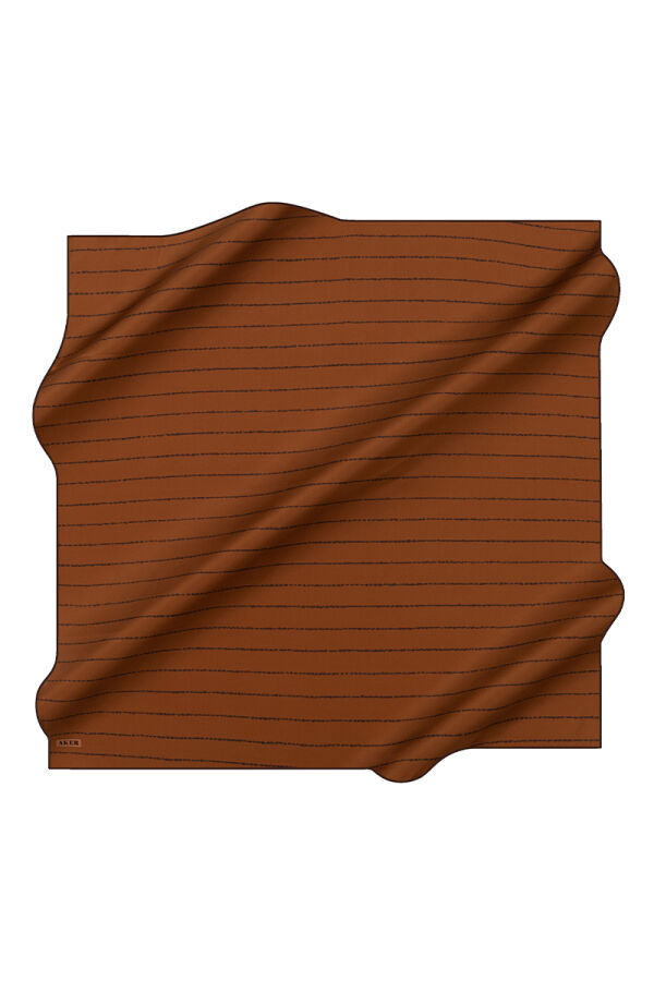 Açık Kahverengi 90X90 İpek Twill Eşarp - Aker