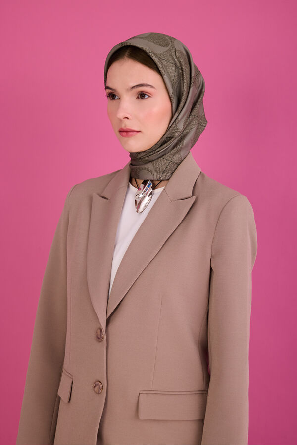 Açık Kahverengi 90X90 İpek Twill Eşarp - Cacharel (1)