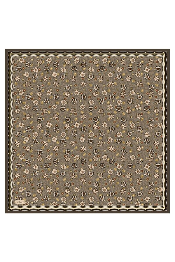 Açık Kahverengi 90X90 İpek Twill Eşarp - Cacharel