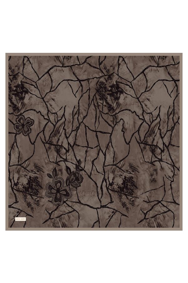 Açık Kahverengi 90X90 İpek Twill Eşarp - 1