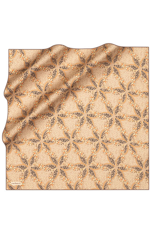 Açık Kahverengi 90X90 İpek Twill Eşarp - 1