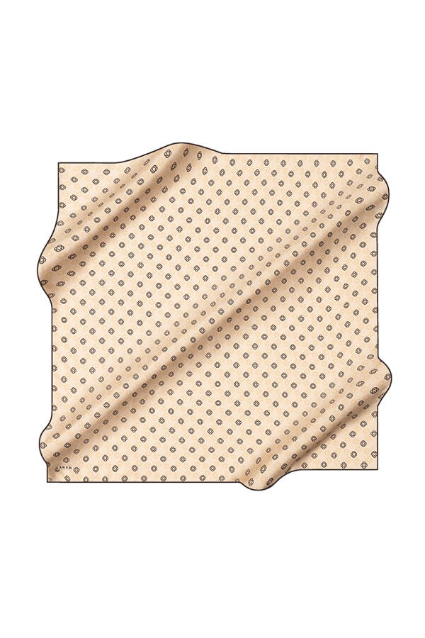 Açık Kemik 90X90 İpek Krep Saten Eşarp - 1