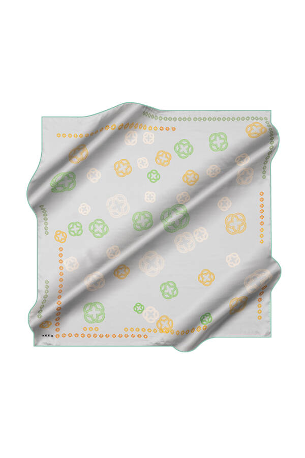 Açık Mavi 90X90 İpek Krep Saten Eşarp - 1