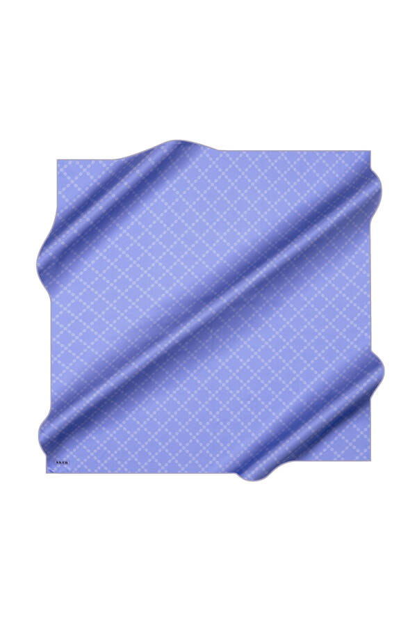 Açık Mavi 90X90 İpek Krep Saten Eşarp - 1