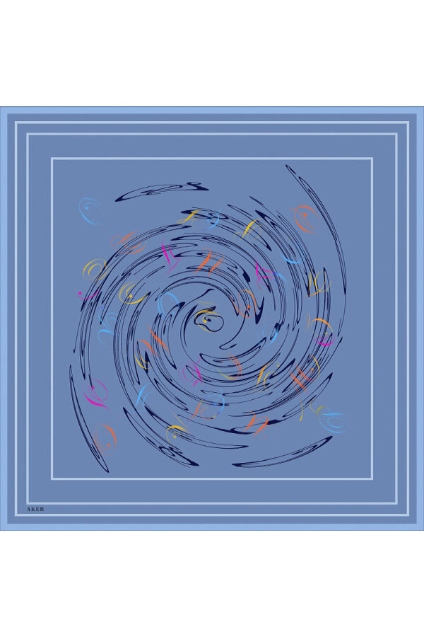 Açık Mavi 90X90 İpek Twill Eşarp - Aker