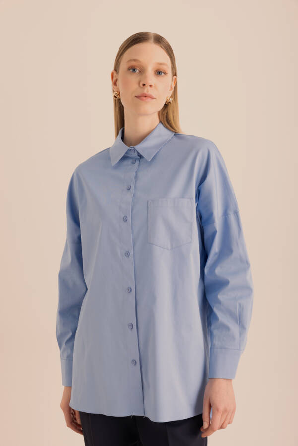 Açık Mavi Cotton Gömlek - Aker