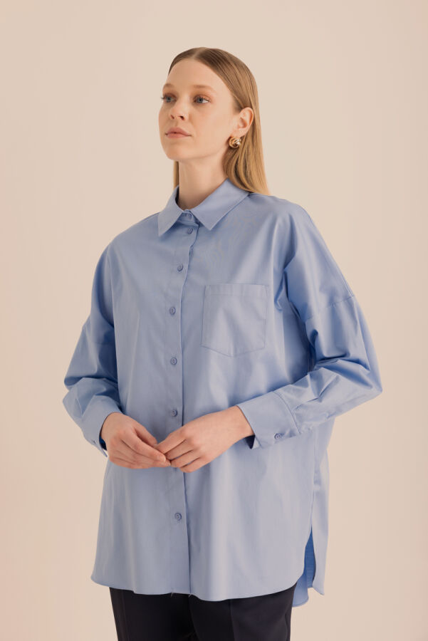Açık Mavi Cotton Gömlek - 2