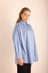 Açık Mavi Omuz Bantları İşleme Detaylı Cotton Tunik - 4