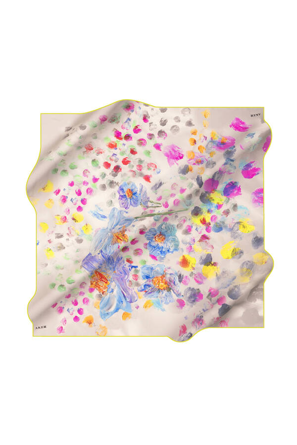 Açık Pembe 90X90 İpek Krep Saten Eşarp - 1