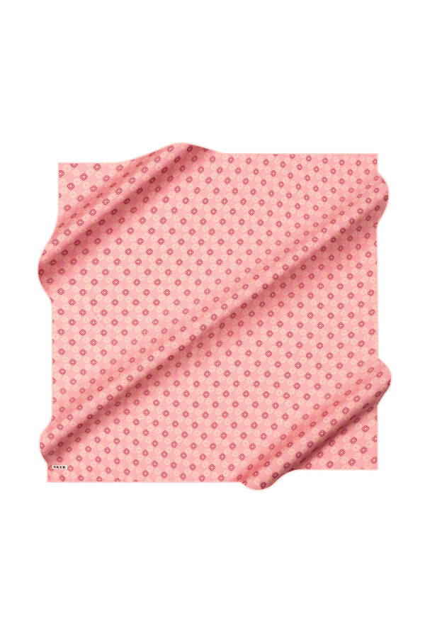 Açık Pembe 90X90 İpek Krep Saten Eşarp - 1