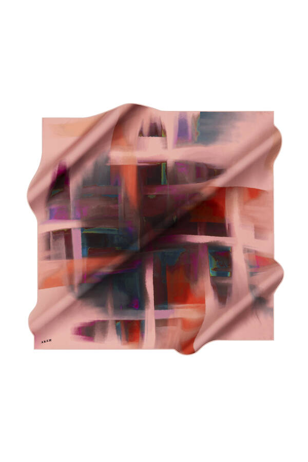 Açık Pembe 90X90 İpek Krep Saten Eşarp - 1