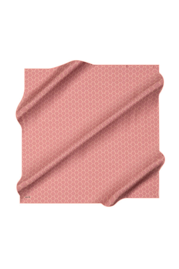Açık Pembe 90X90 İpek Krep Saten Eşarp - 1