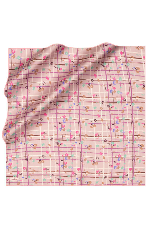 Açık Pembe 90X90 İpek Twill Eşarp - Cacharel