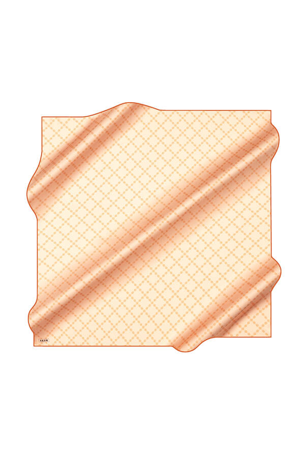 Açık Turuncu 90X90 İpek Krep Saten Eşarp - 1